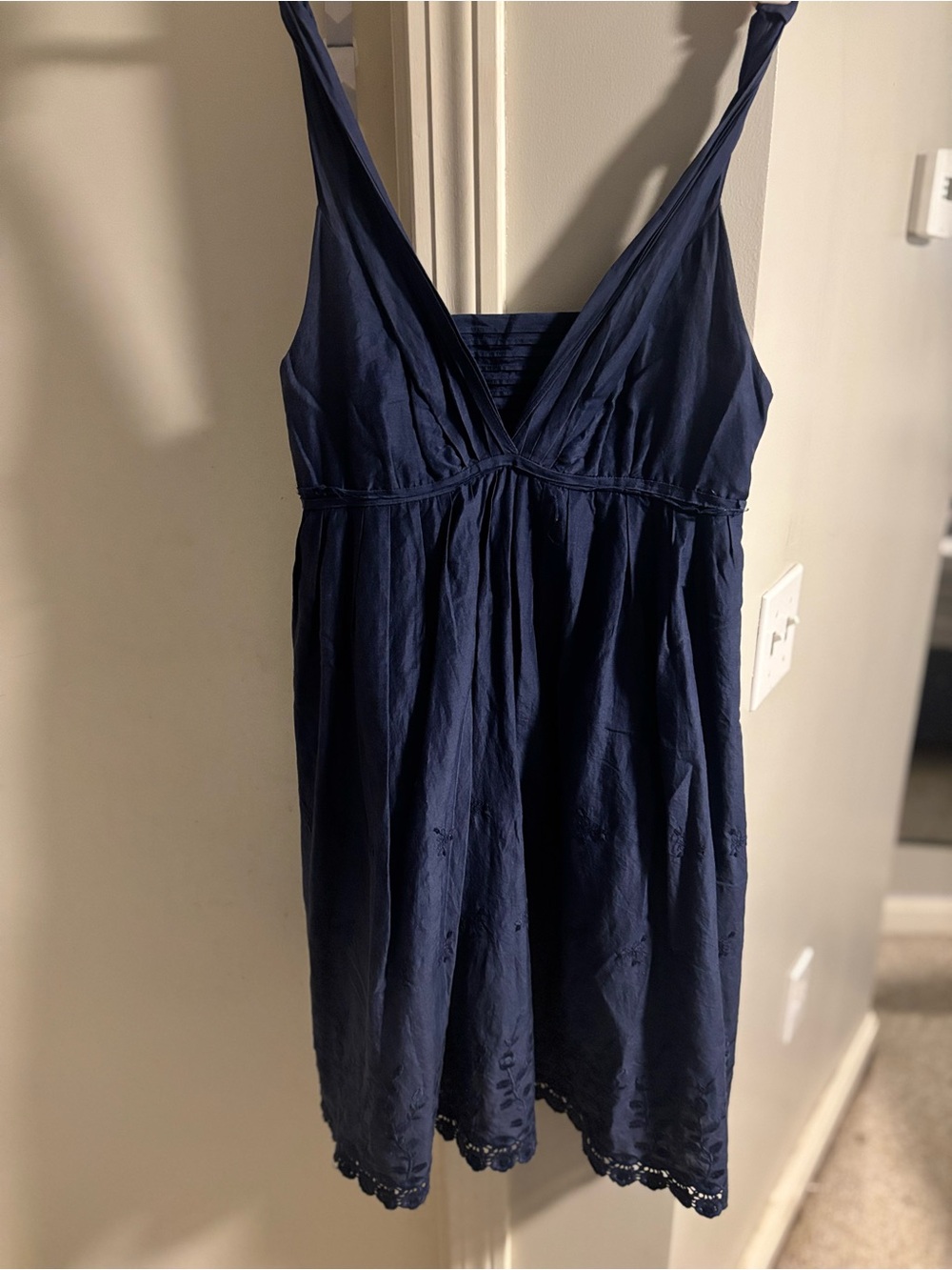 Navy V-Neck Sleeveless Summer Dress